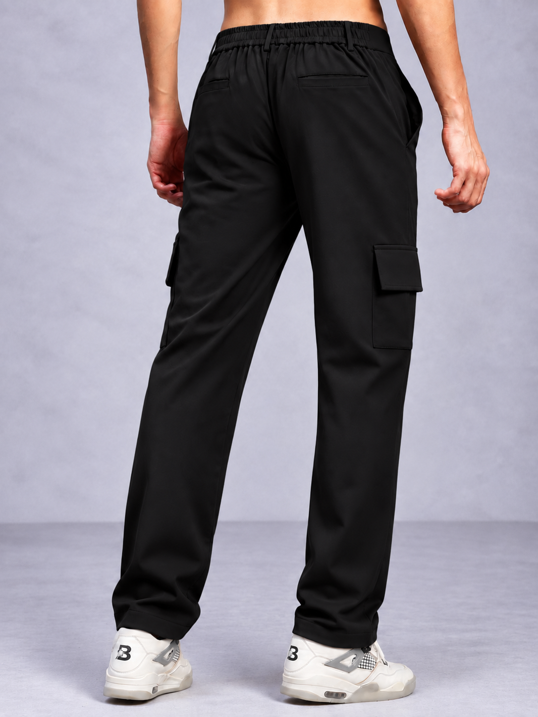 BELT LOOPS CARGO TROUSERS BLACK