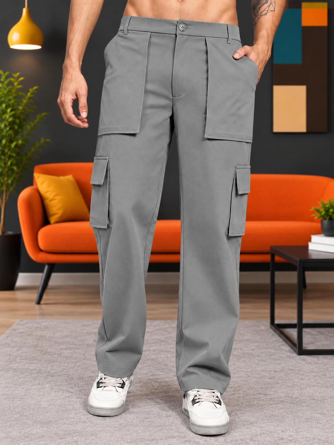 URBAN STREETWEAR OVERSIZED CARGO GREY