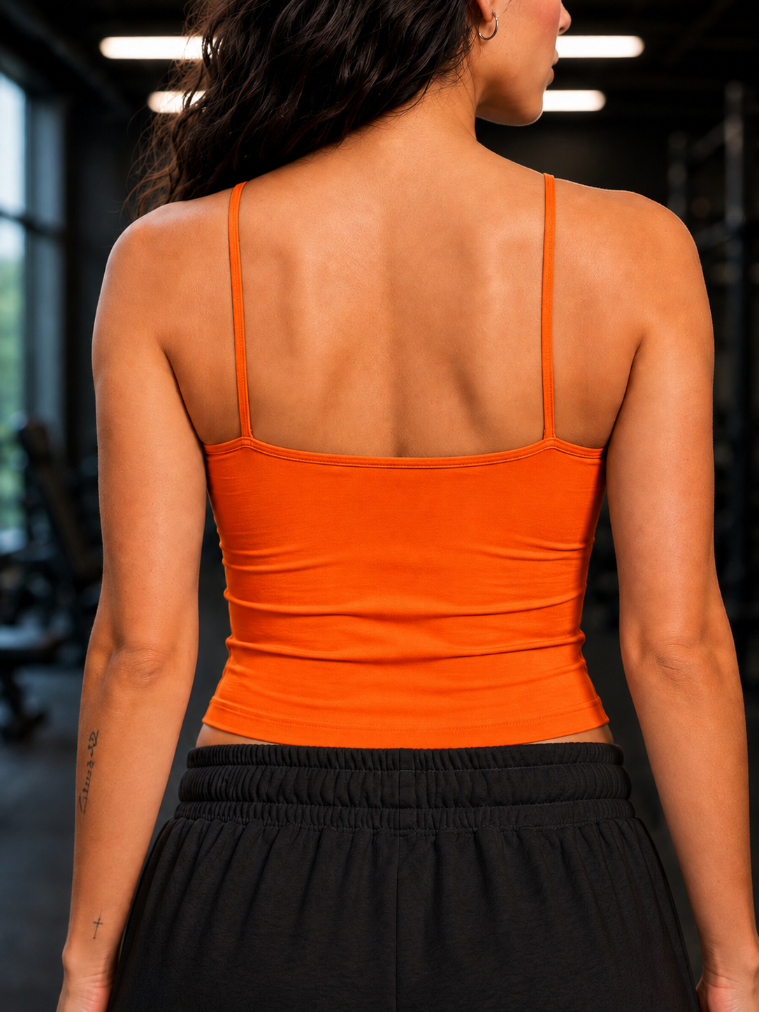 WOMEN SEAMLESS COTTON CROP-TOP ORANGE