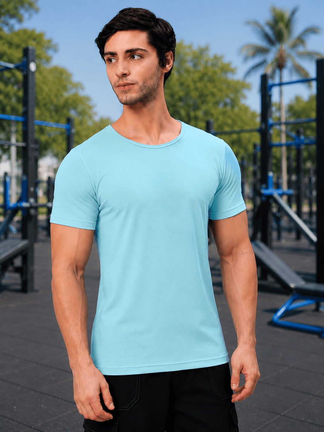 BEDROCK FIT REGULAR FIT T-SHIRT SKY BLUE