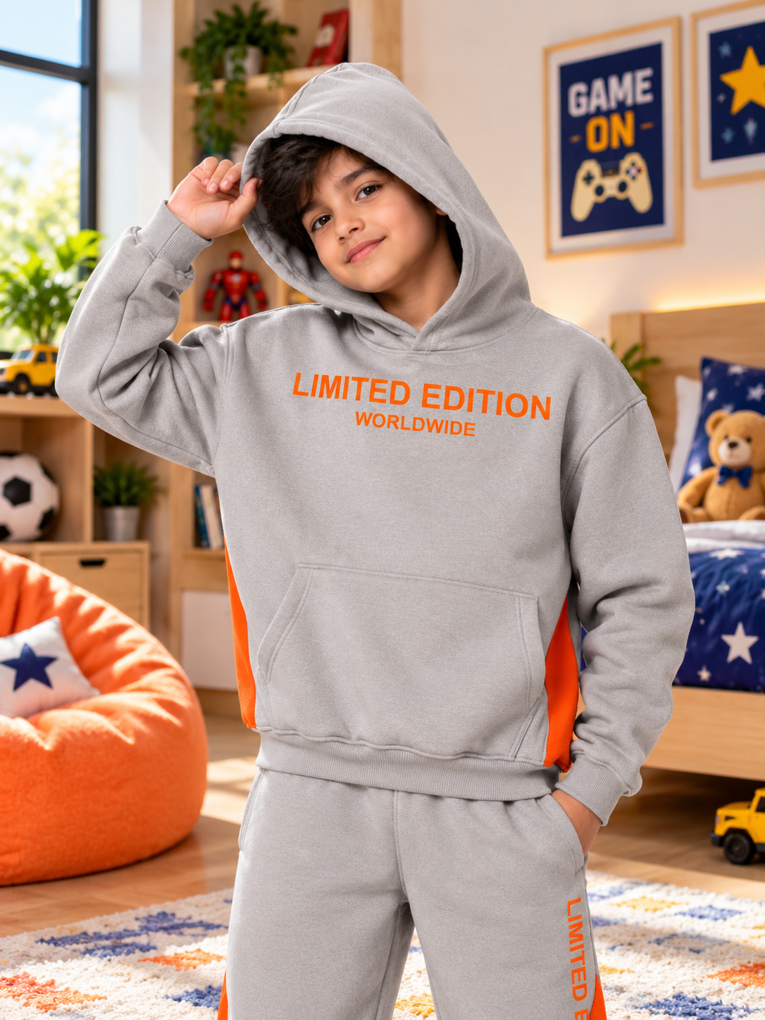 WORLDWIDE FLEECE CO-ORD FOR KIDS GREY