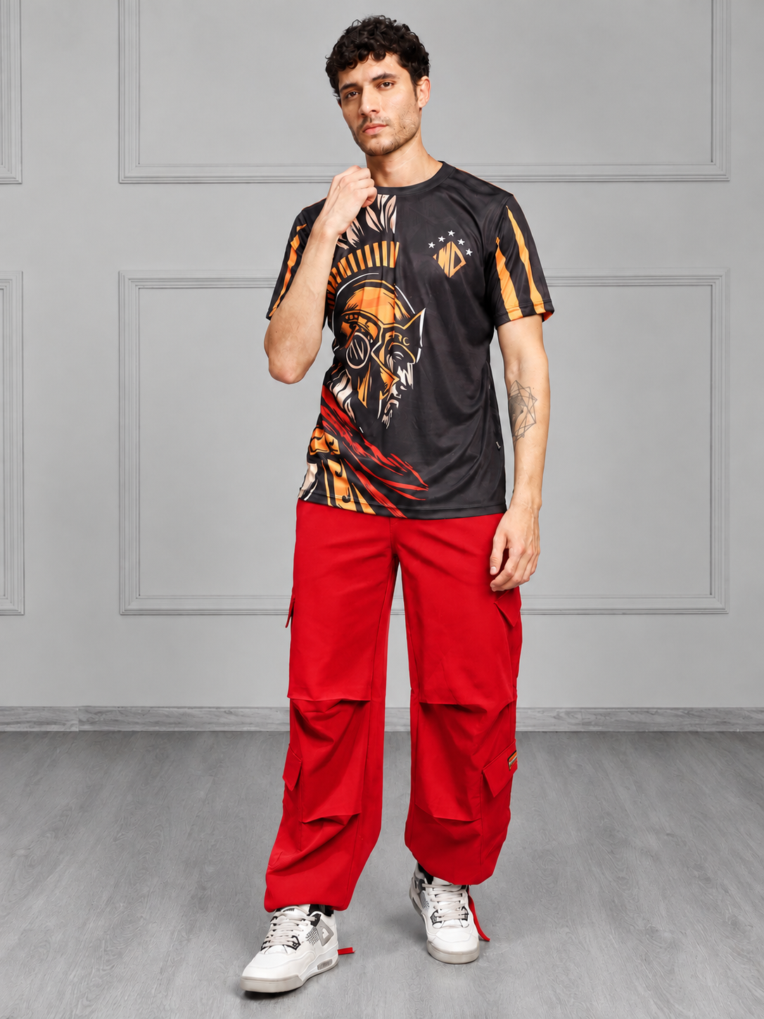 TACTICAL FIT MULTI POCKET CARGO PANTS RED