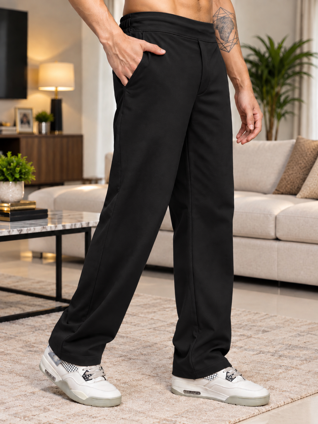 WAISTBOARD SMART CASUAL PANTS BLACK