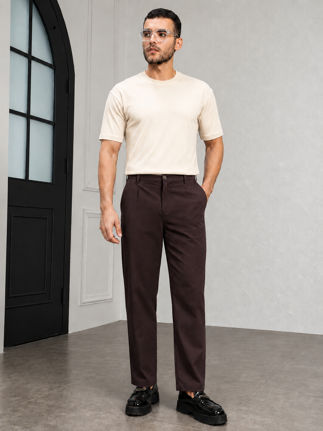 HIGH-FLEX TAILORED PANTS DARK MAROON