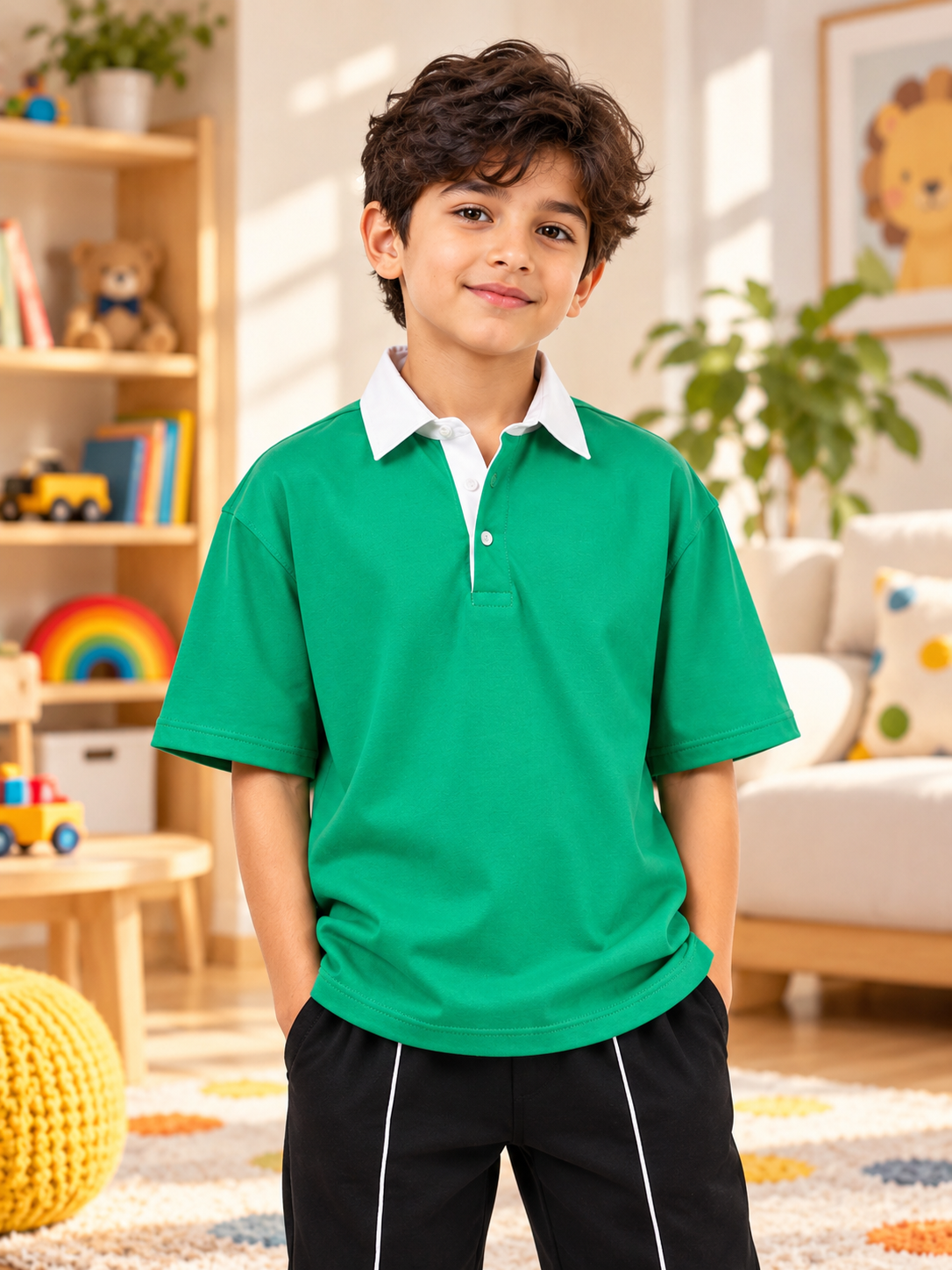 SAGOL POLO OVERSIZED T-SHIRT KIDS GREEN