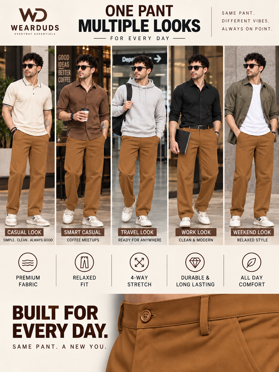 MODERN STREAMLINED PANTS BROWN