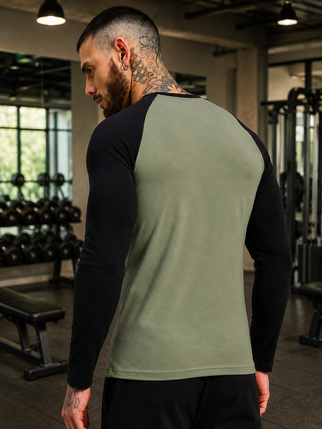 FITFLOW SLIM FIT SWEATSHIRT SAGE GREEN BLACK
