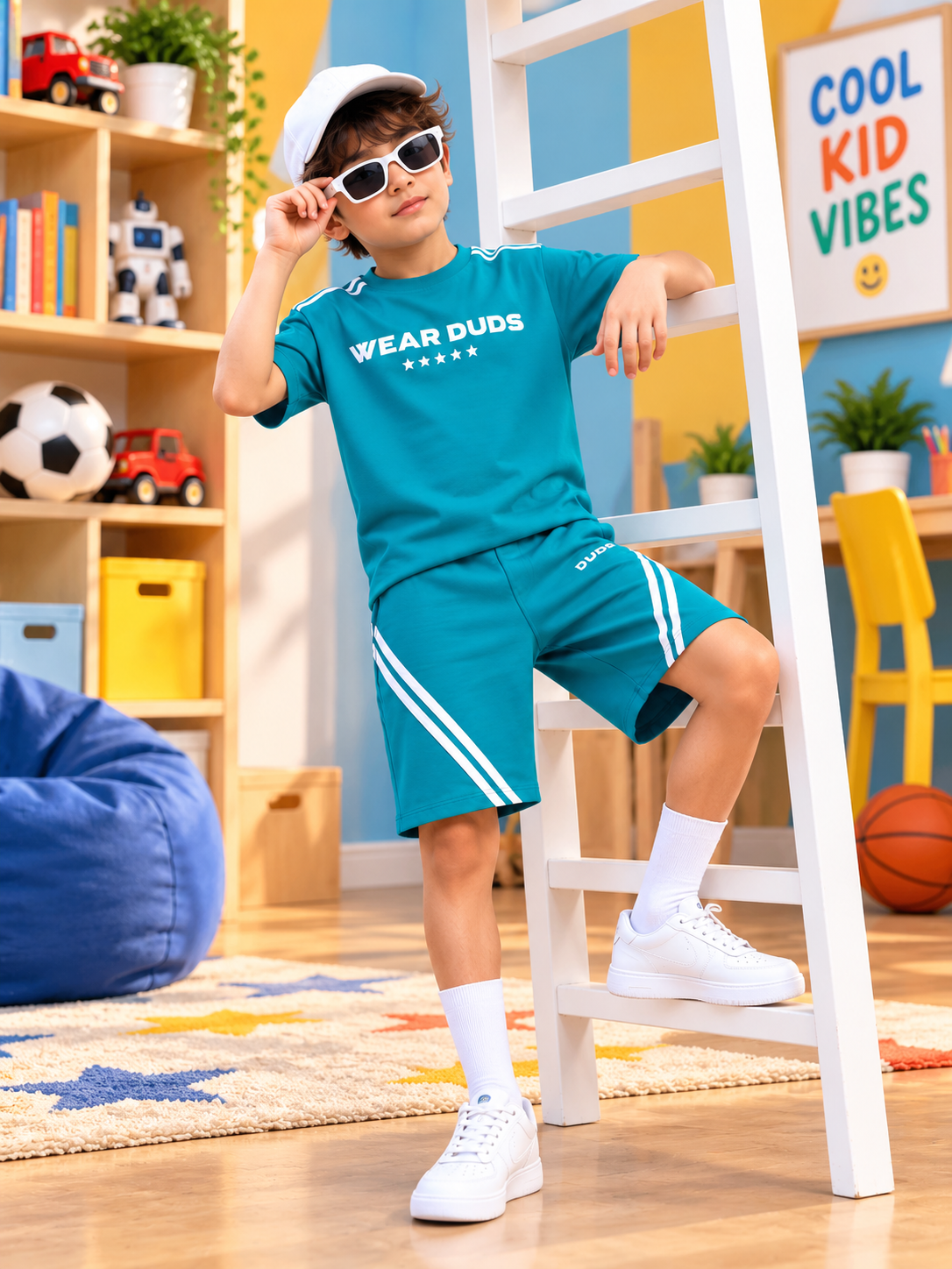 STAR JUMPER OVER-SIZED CO-ORD FOR BOYS GIRLS TEAL