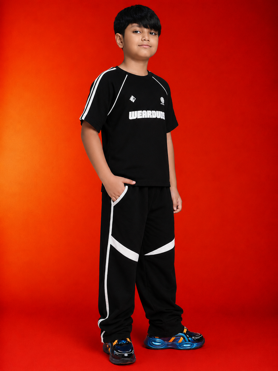 KIDS ROSTER CO-ORD BOYS GIRLS BLACK WHITE