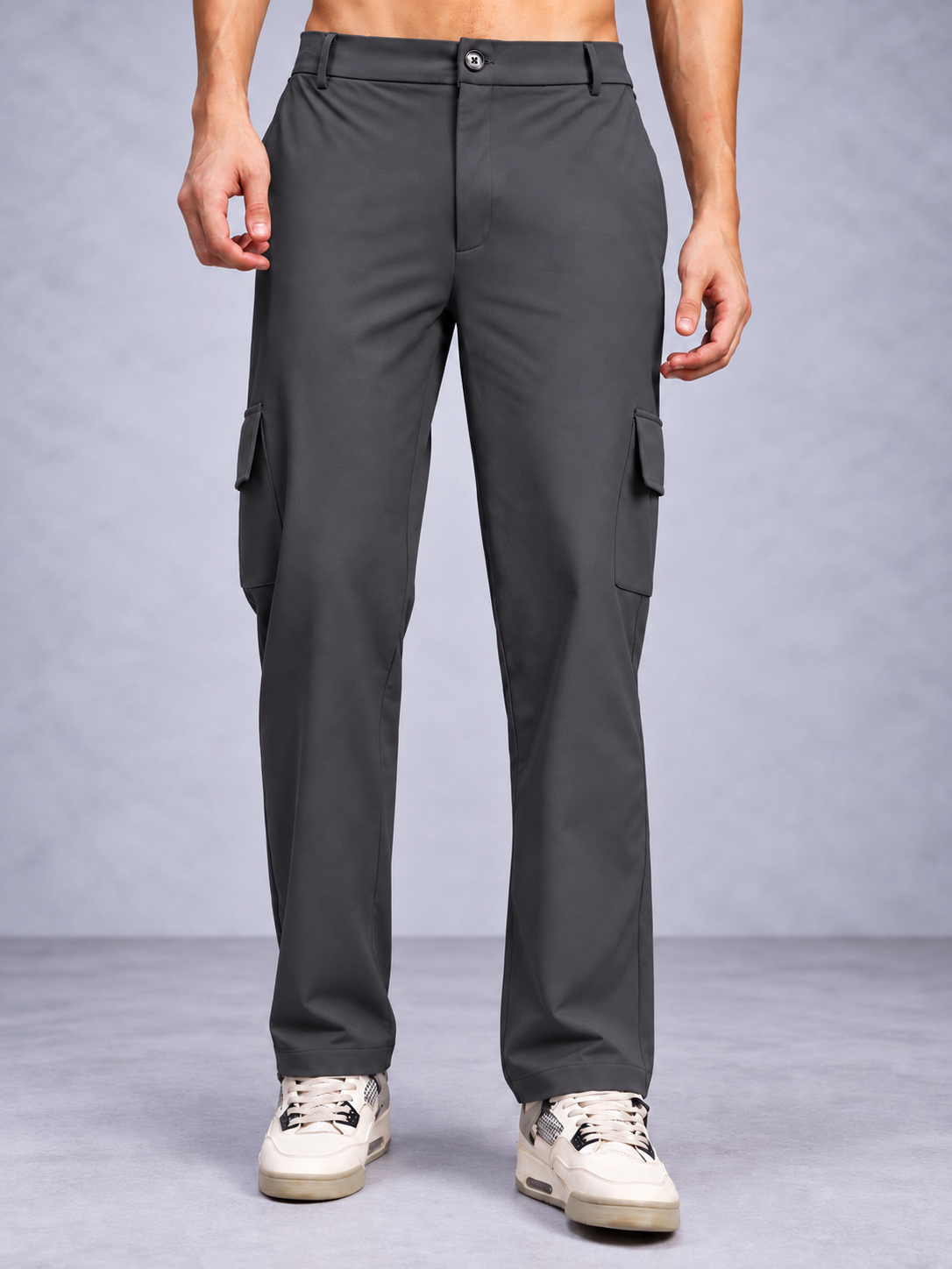 BELT LOOPS CARGO TROUSERS GREY