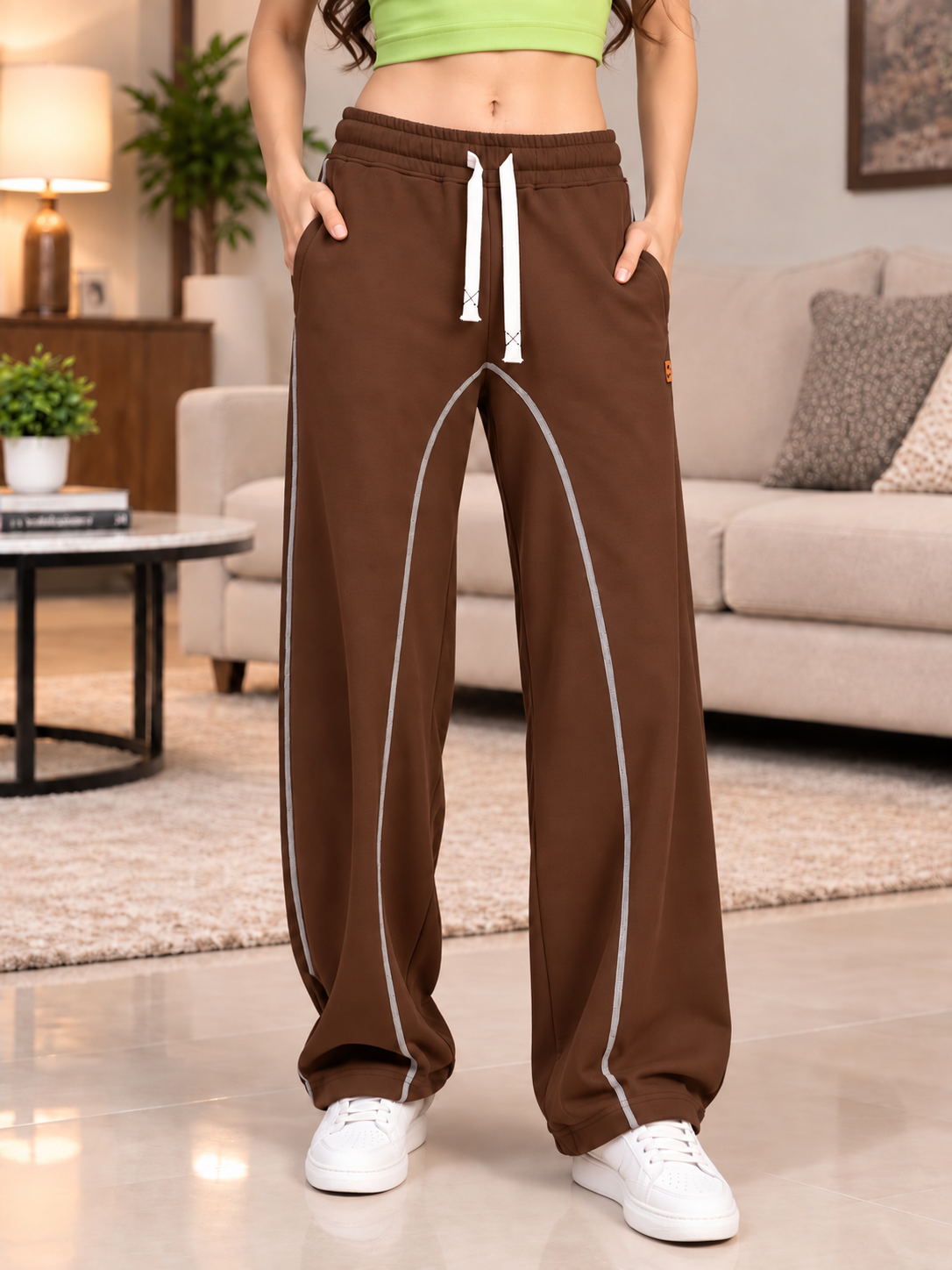 WOMEN BEAT MODE FIT JOGGERS BROWN