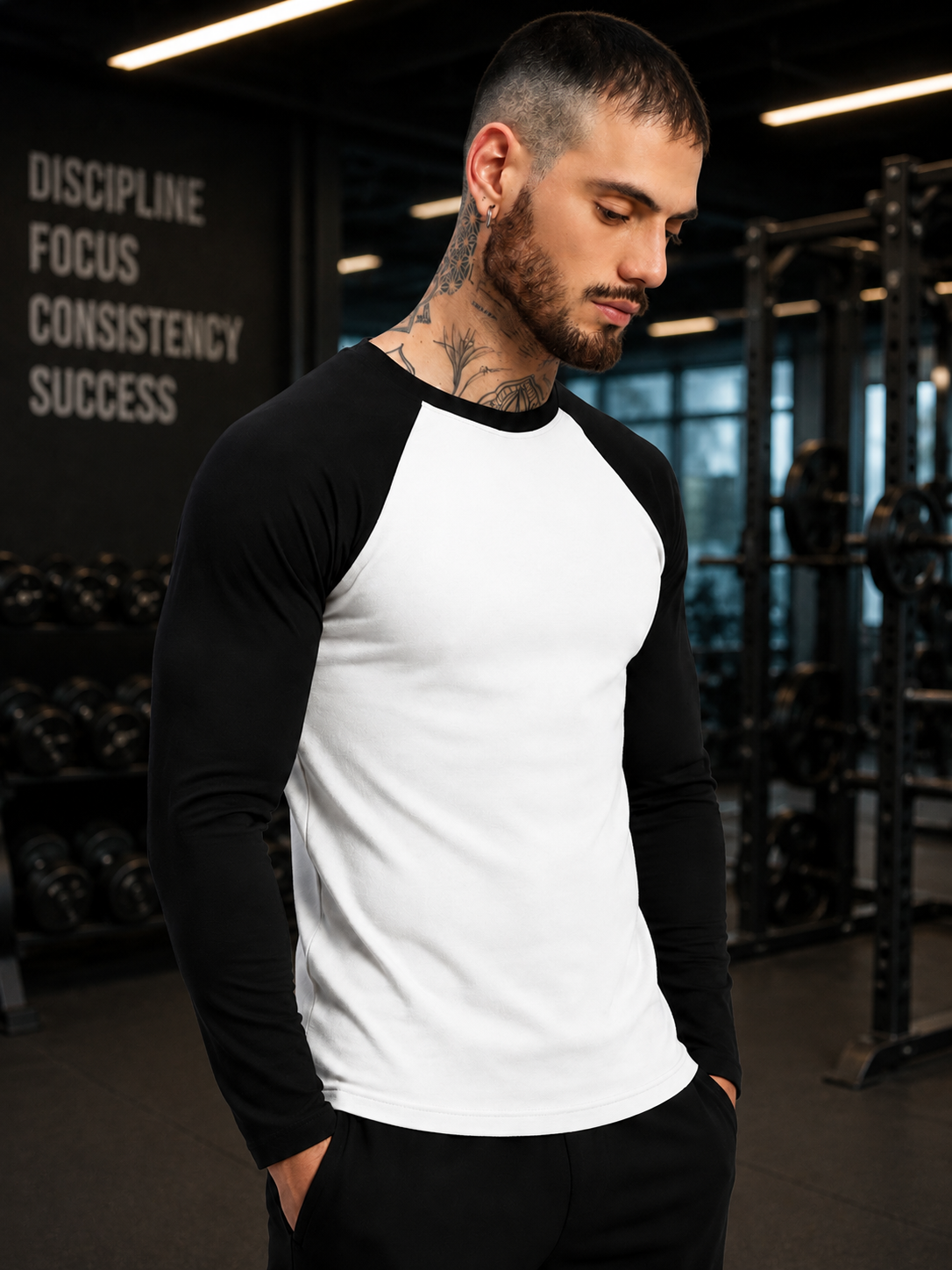 FITFLOW SLIM FIT SWEATSHIRT WHITE BLACK
