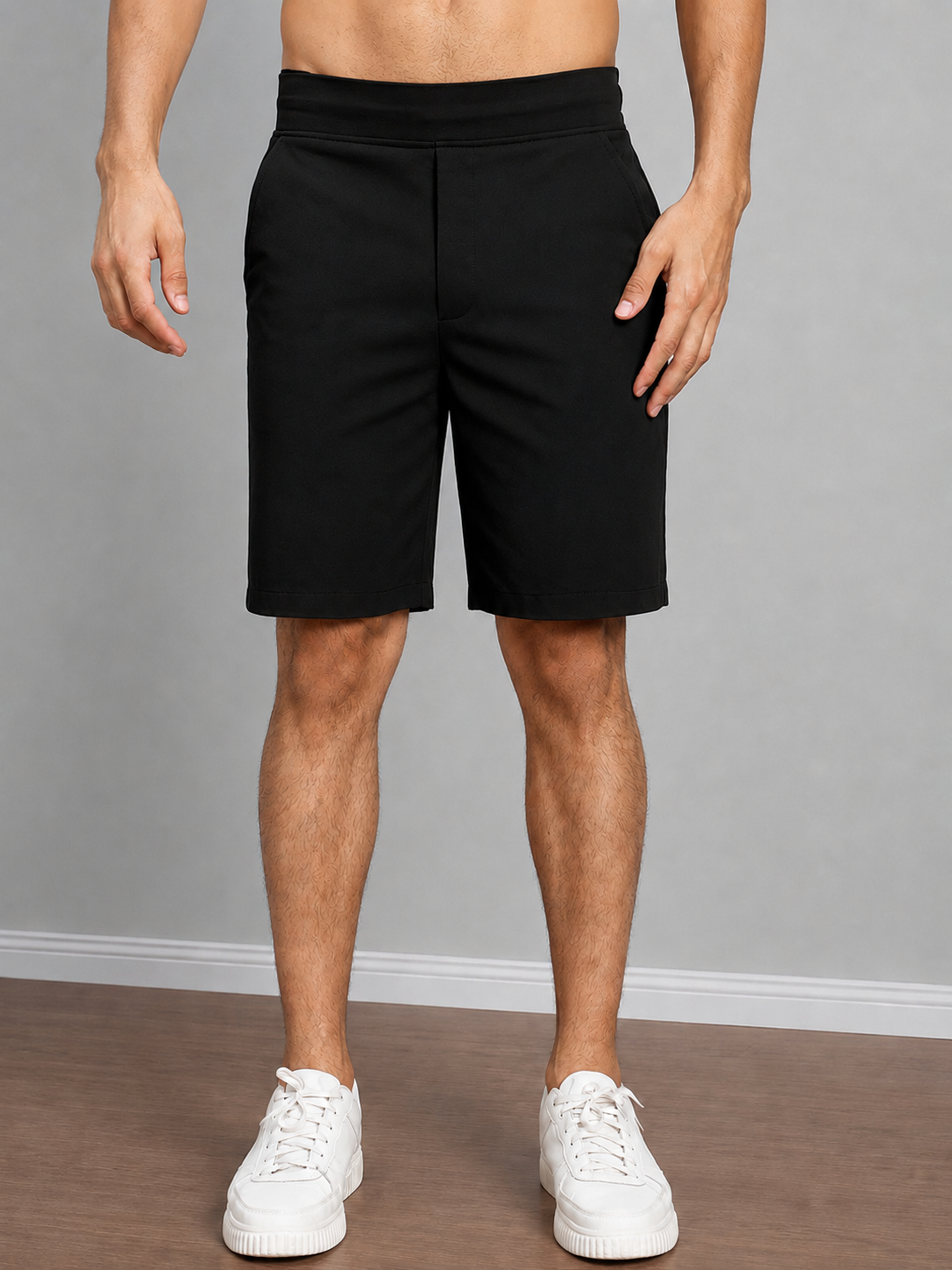 SMART CASUAL TOBACCO REGULAR SHORTS BLACK