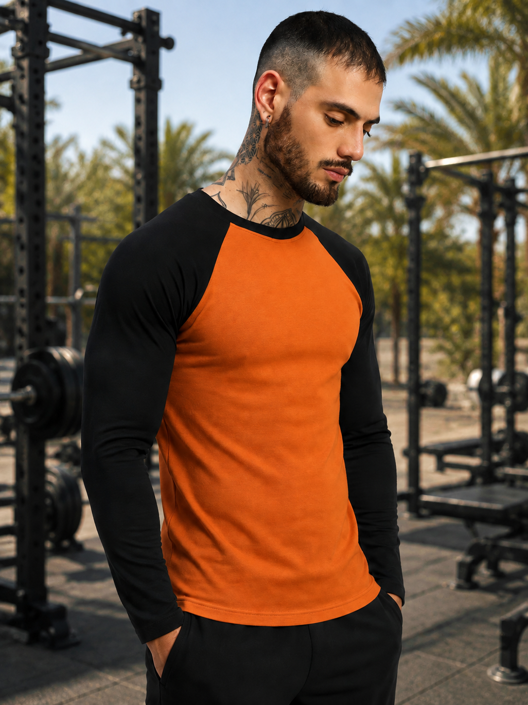 FITFLOW SLIM FIT SWEATSHIRT ORANGE BLACK