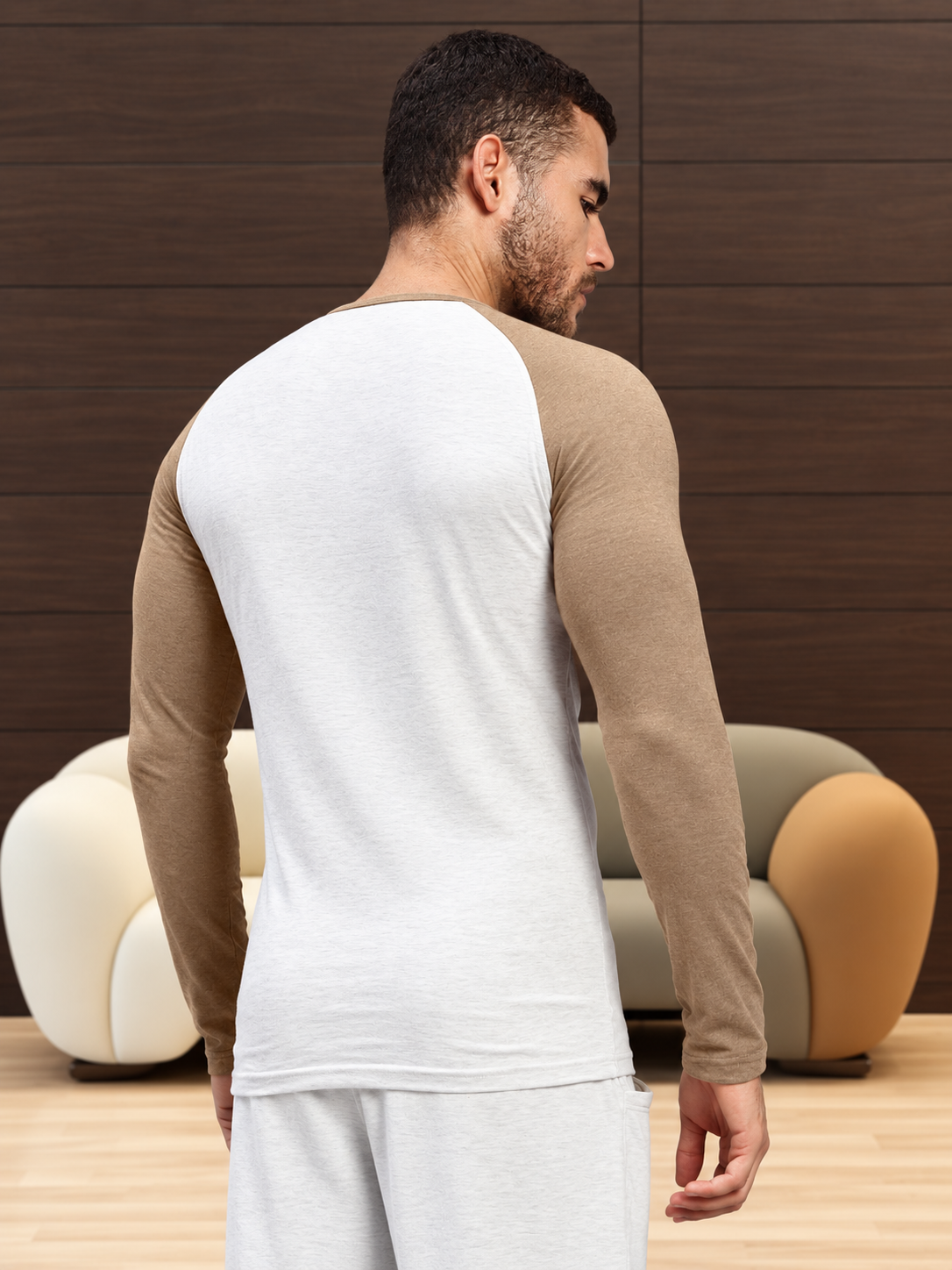 HENLEY SWEATSHIRT OFF-WHITE BROWN