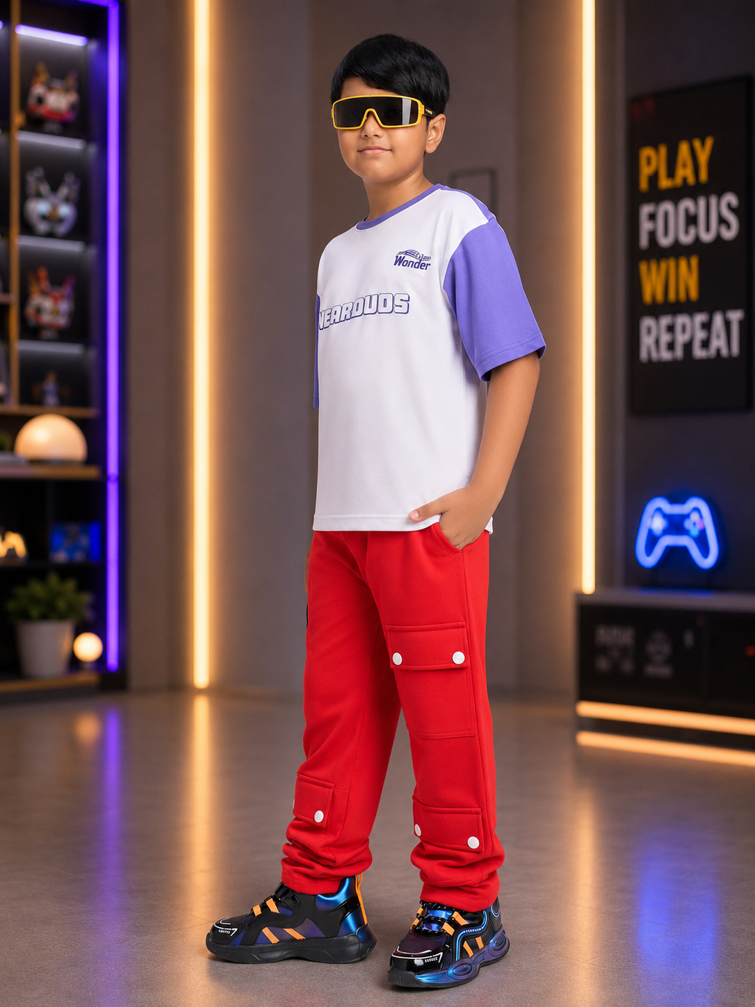 STREET WONDER CO-ORD FOR BOYS GIRLS WHITE RED