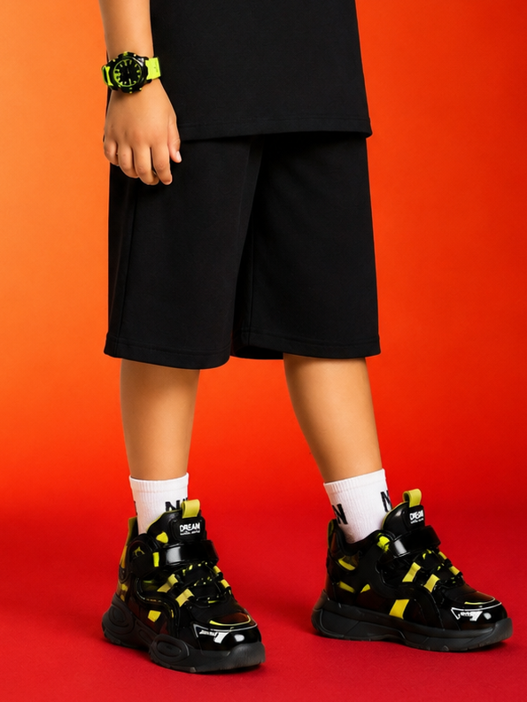 NEON RUSH SHORTS FOR BOYS GIRLS BLACK