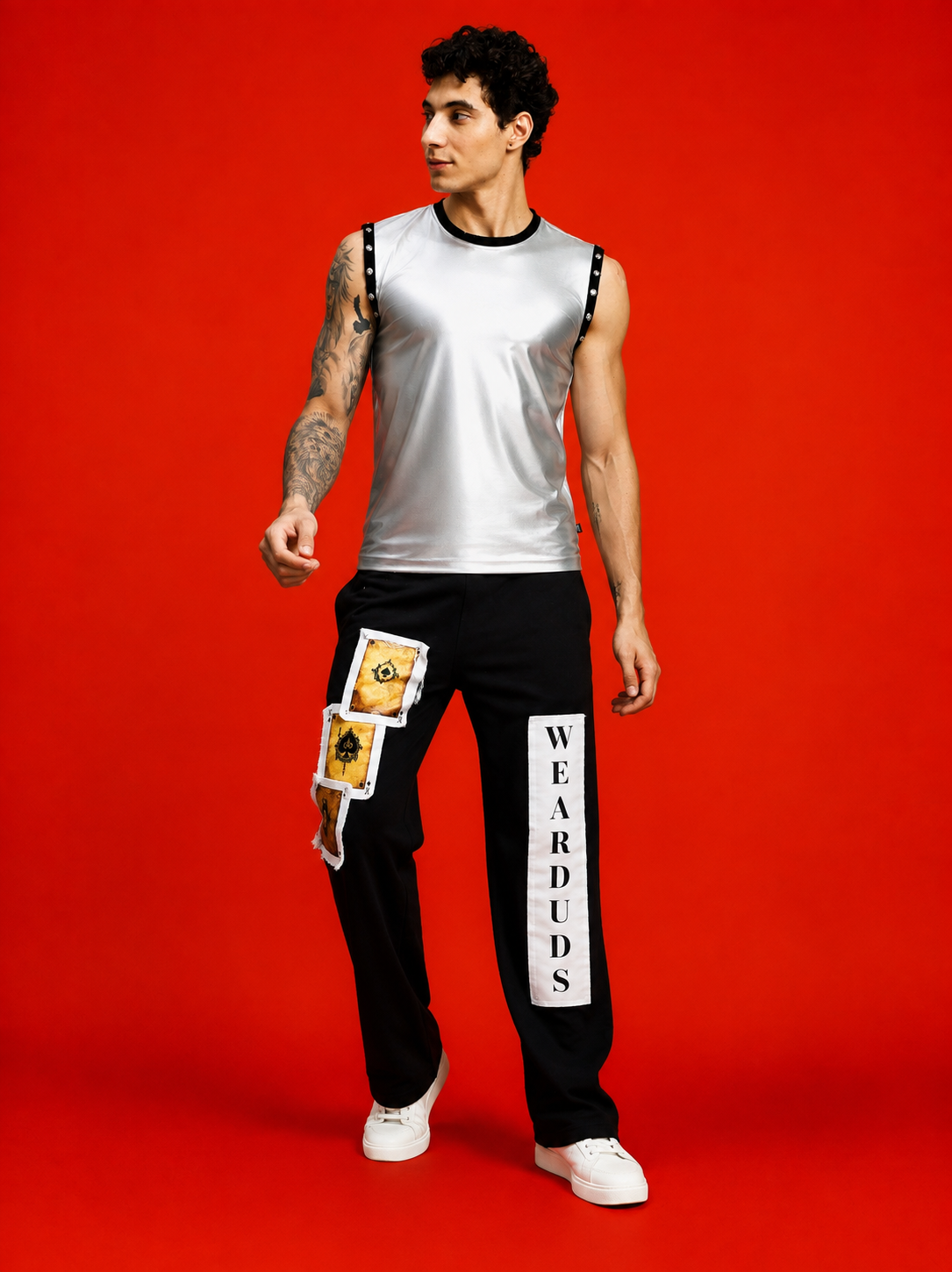 SHINY FOIL TANK SLEEVELESS GYM T-SHIRT SILVER