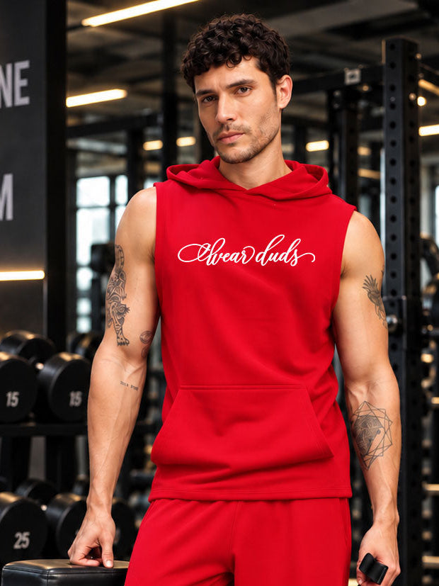 BUILDS FREEDOM SLEEVELESS HOODED T-SHIRT RED