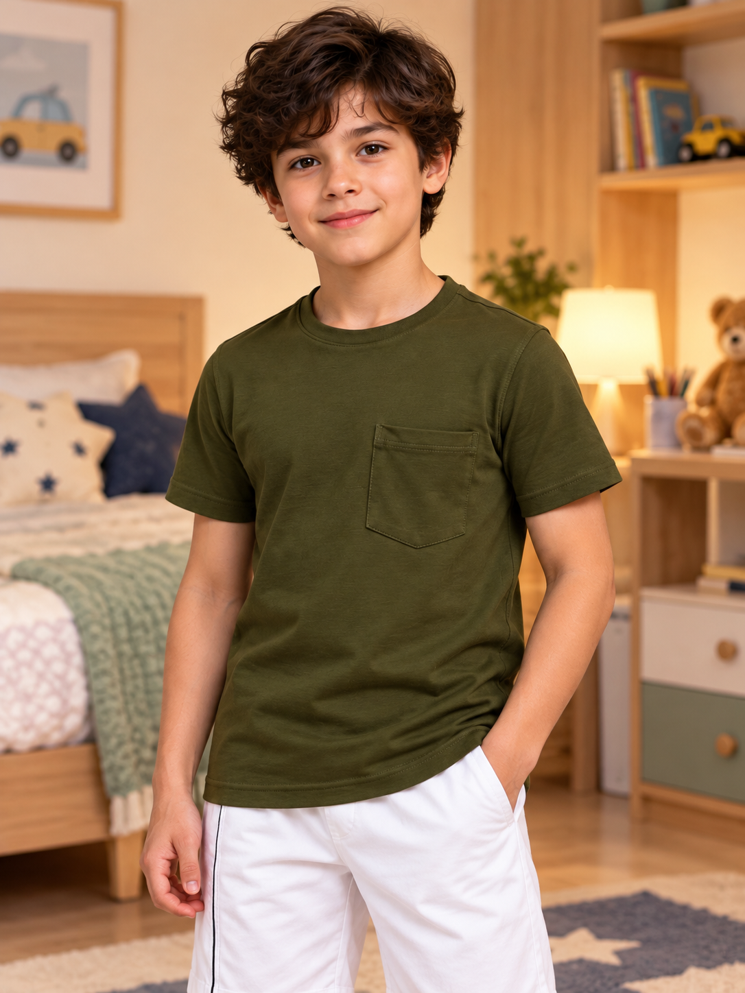 ROBAR REGULAR T-SHIRT FOR BOYS GIRLS OLIVE