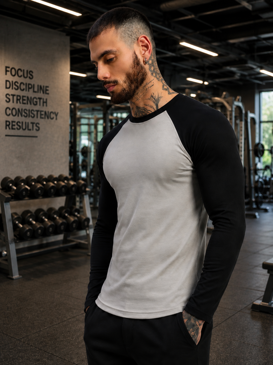 FITFLOW SLIM FIT SWEATSHIRT GREY BLACK