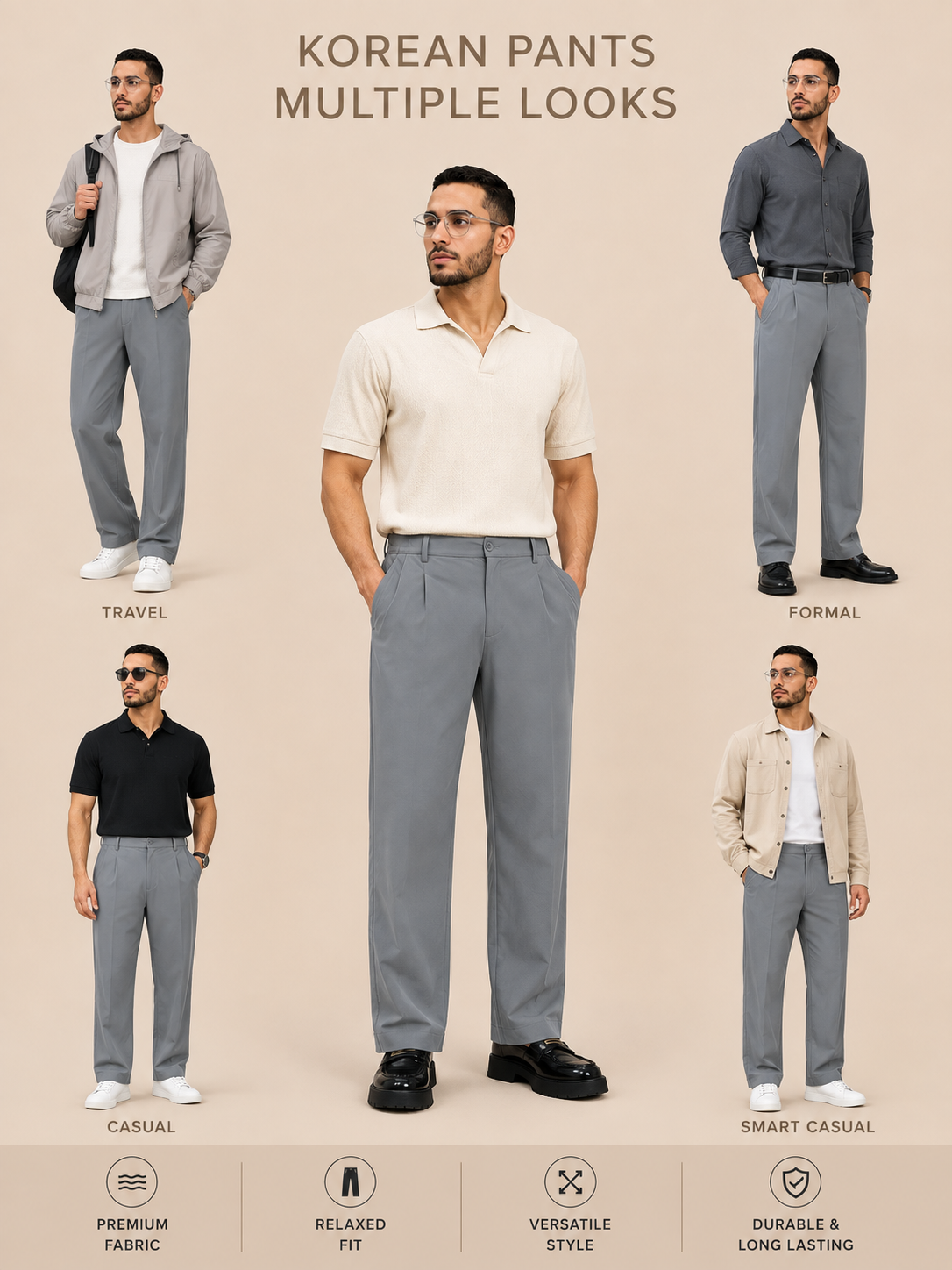 HIGH-FLEX TAILORED PANTS GREY