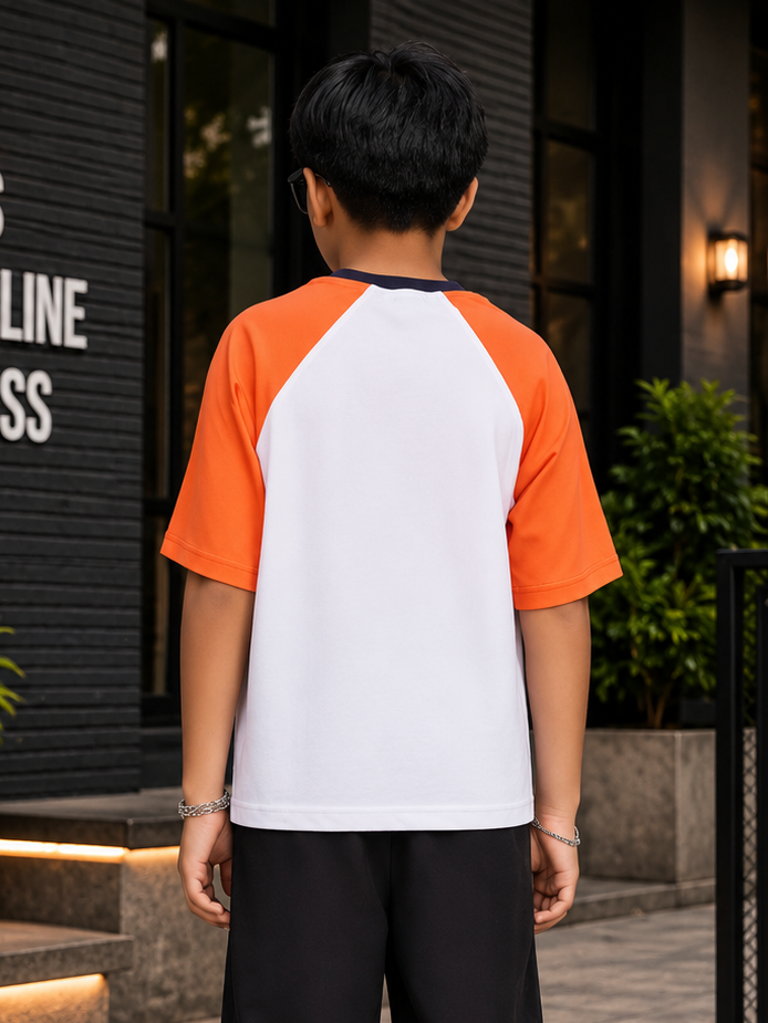 STREET CLUB T-SHIRT BOYS GIRLS WHITE ORANGE