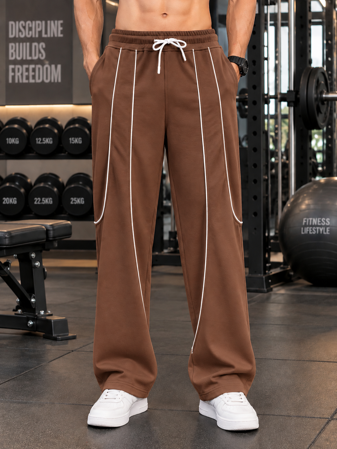 DRAWSTRING FIT JOGGERS BROWN