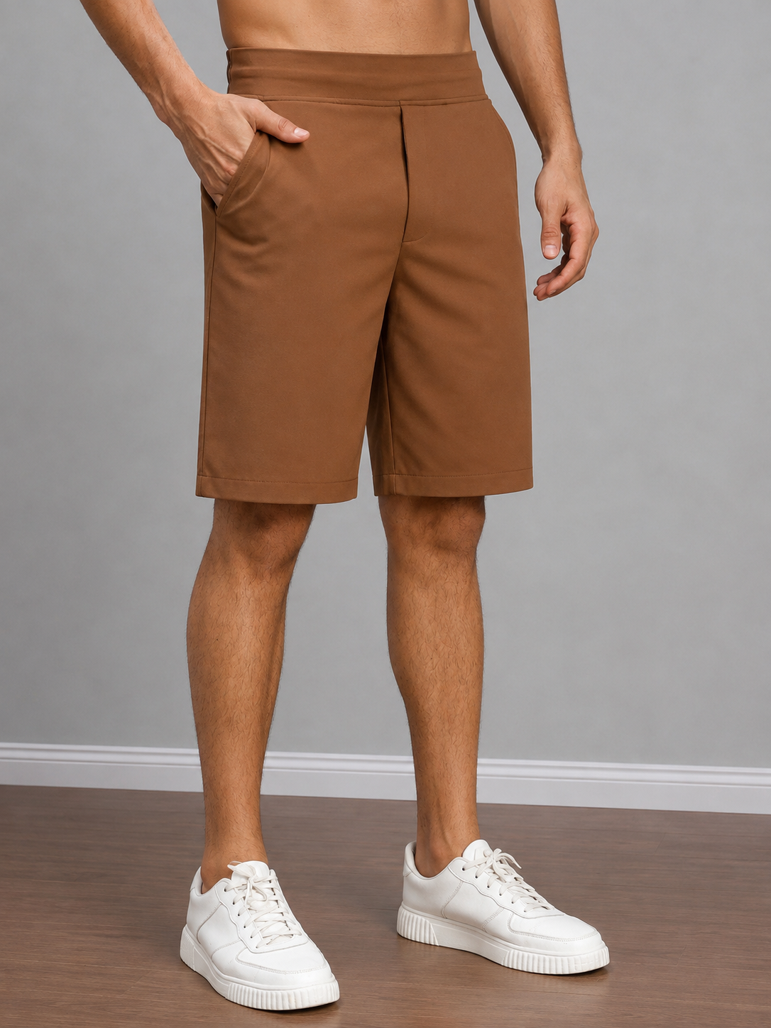 SMART CASUAL TOBACCO REGULAR SHORTS BROWN