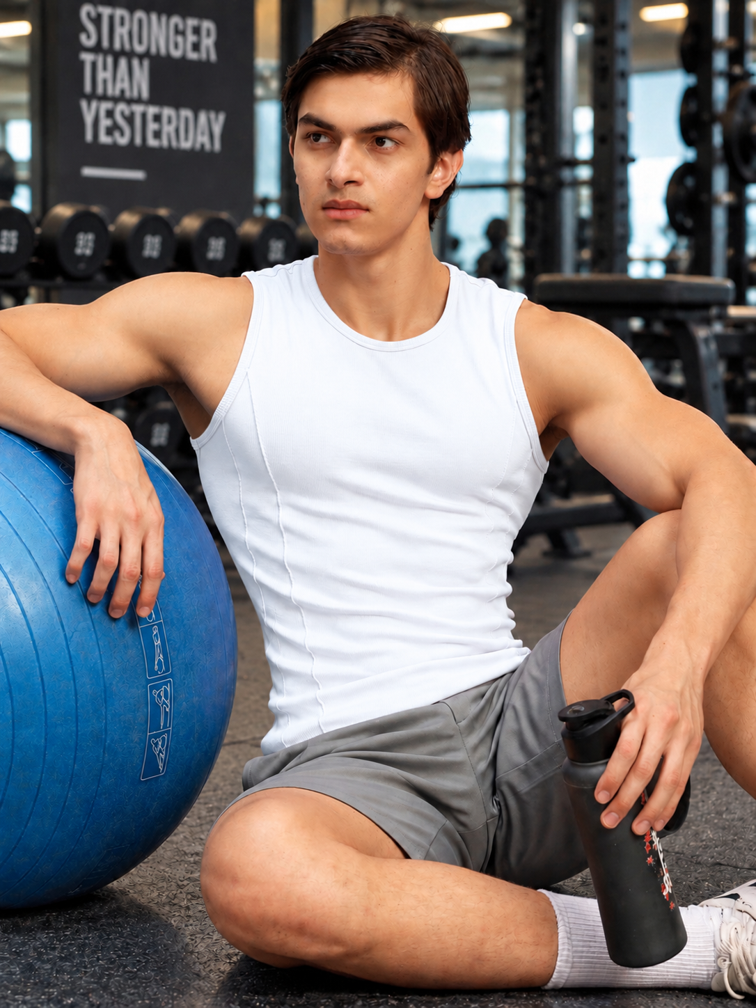 SLEEVELESS TANK GYM T-SHIRT WHITE