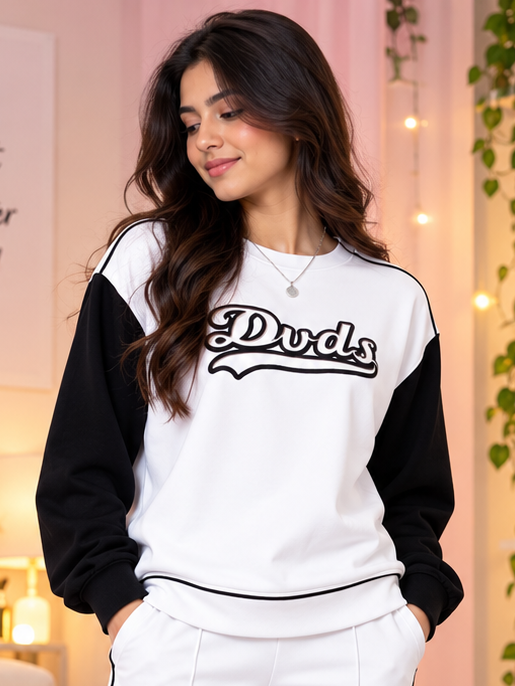 WOMEN HUNK OVER-SIZED SWEATSHIRT T-SHIRT WHITE BLACK