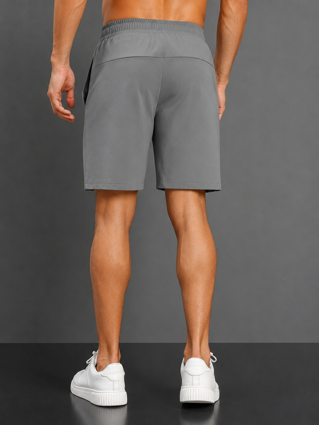 SLIM-FIT SOLID REGULAR SHORTS GREY