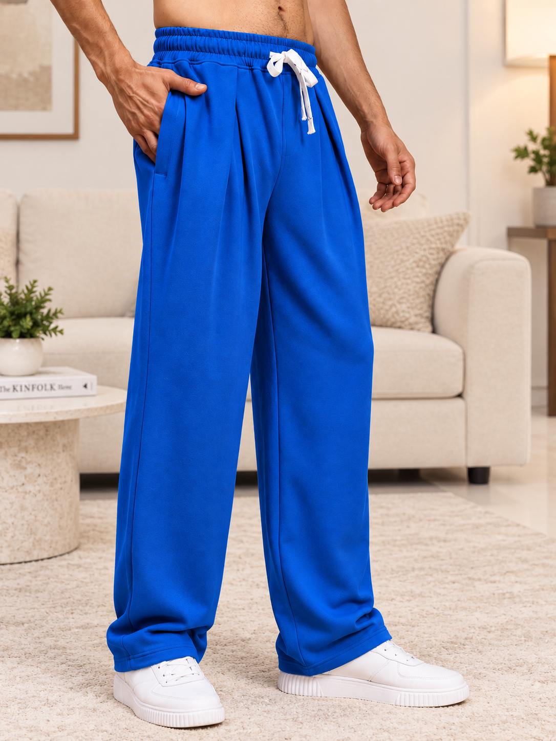 DRAPE TAILORED FIT JOGGERS NEON BLUE