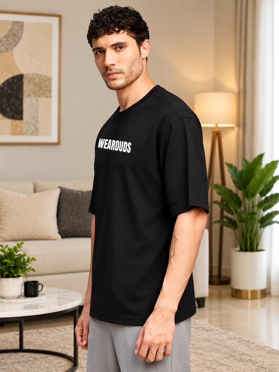 CRAB OVERSIZED GRAPHIC GYM T-SHIRT BLACK