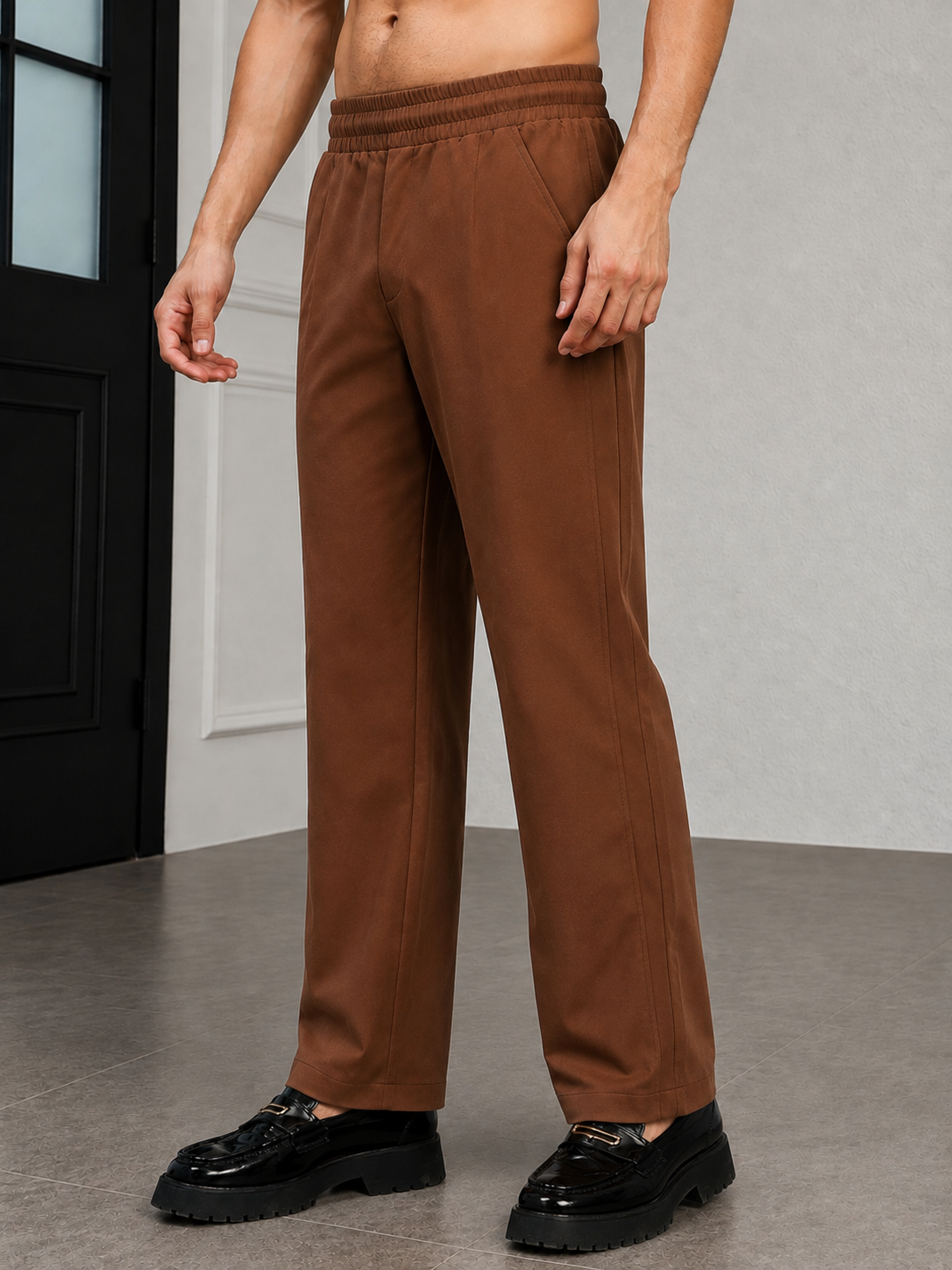 ATHLETIC DRESS TRACK TROUSERS BROWN