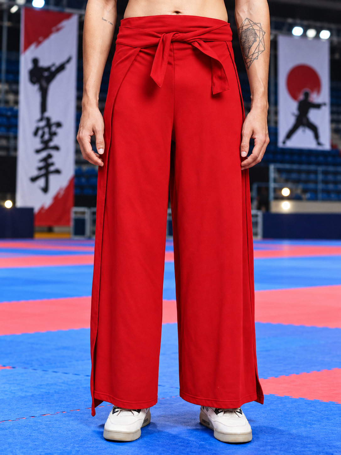 WIDE LEG FLOWY LOUNGE JOGGERS RED