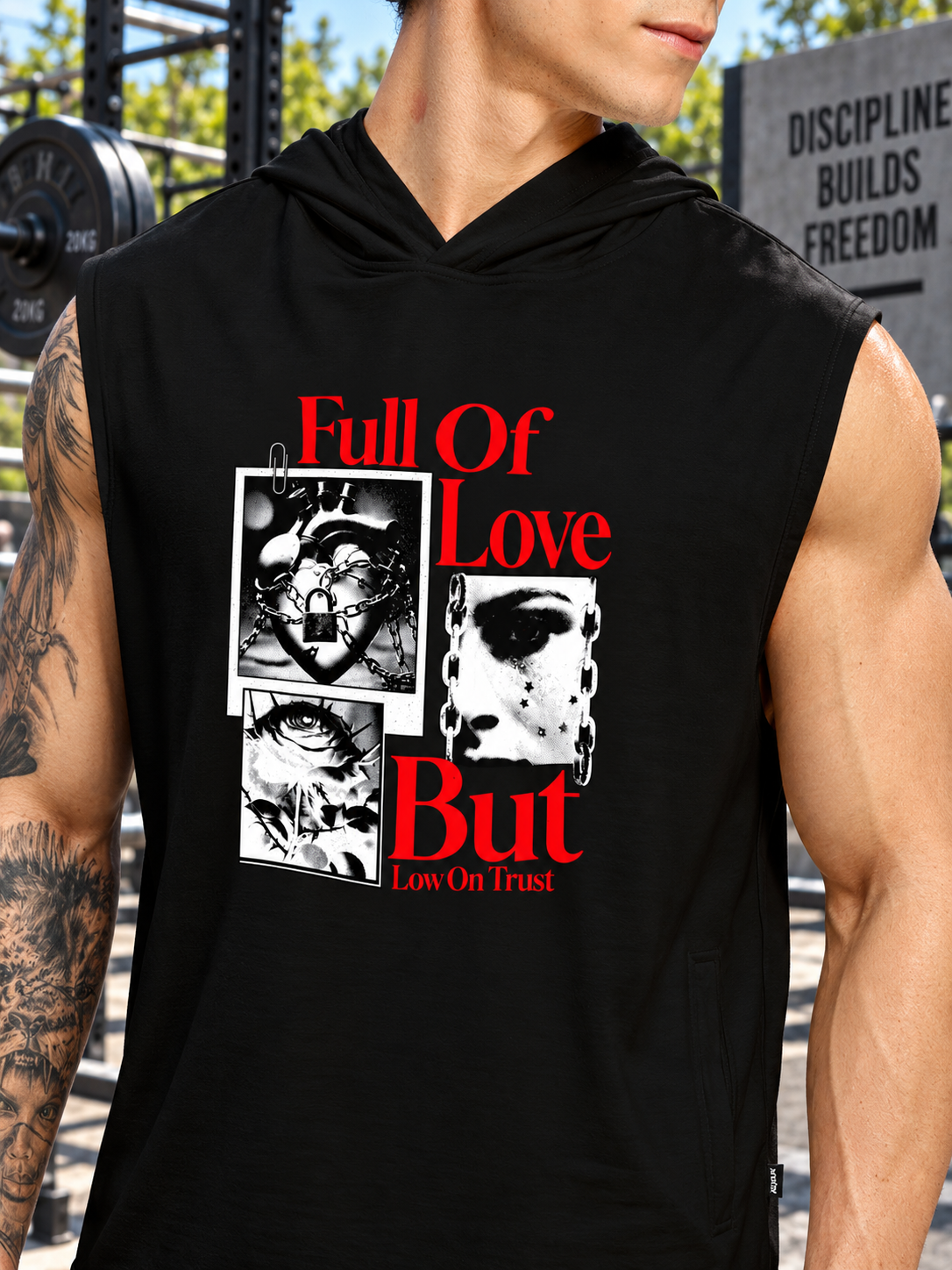 LIGHTWEIGHT SLEEVELESS HOODIE BLACK