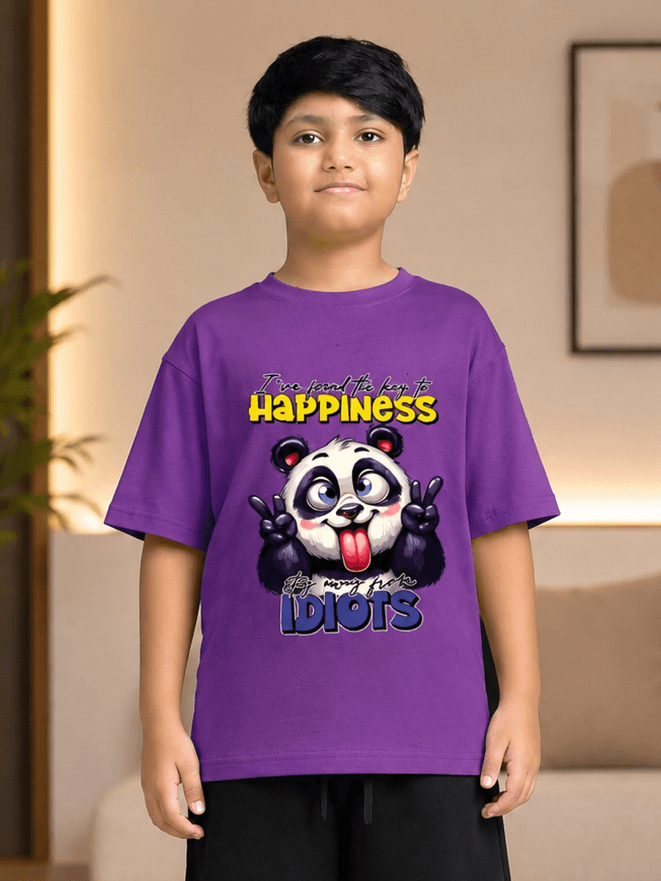 PLAYFUL PANDA T-SHIRT FOR BOYS GIRLS PURPLE