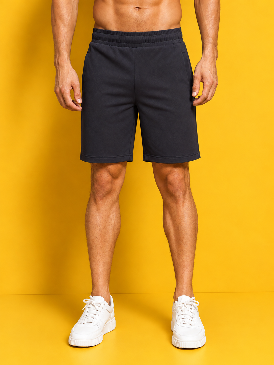 SLIM-FIT SOLID REGULAR SHORTS DARK GARY