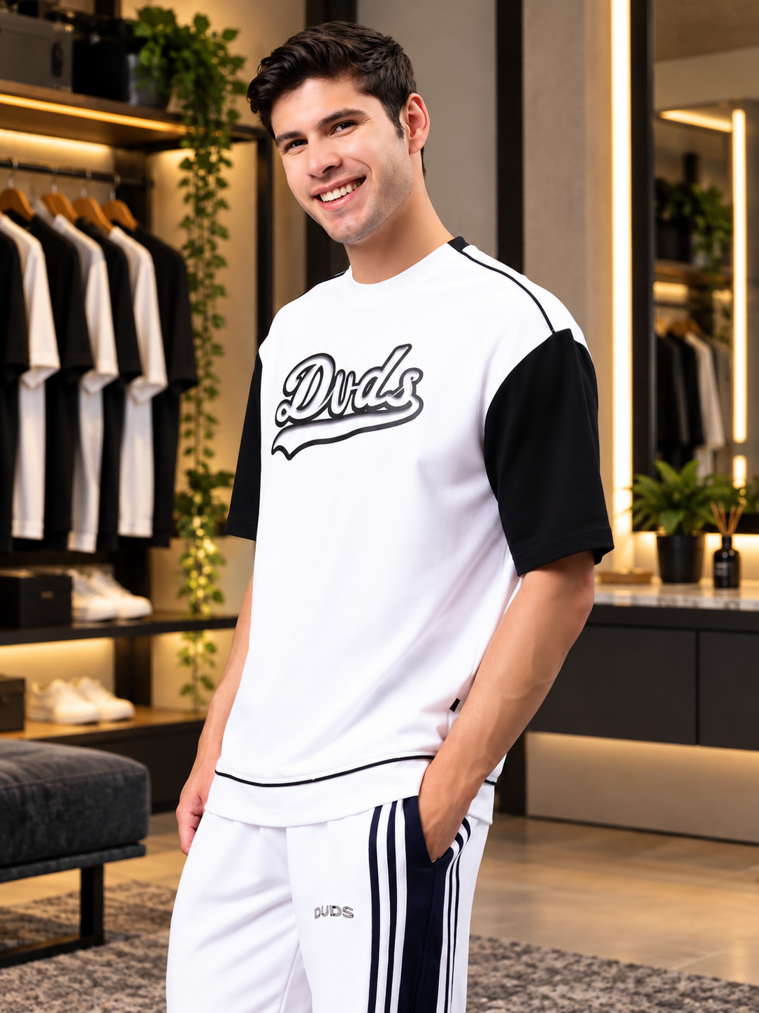HUNK OVER-SIZED T-SHIRT WHITE BLACK