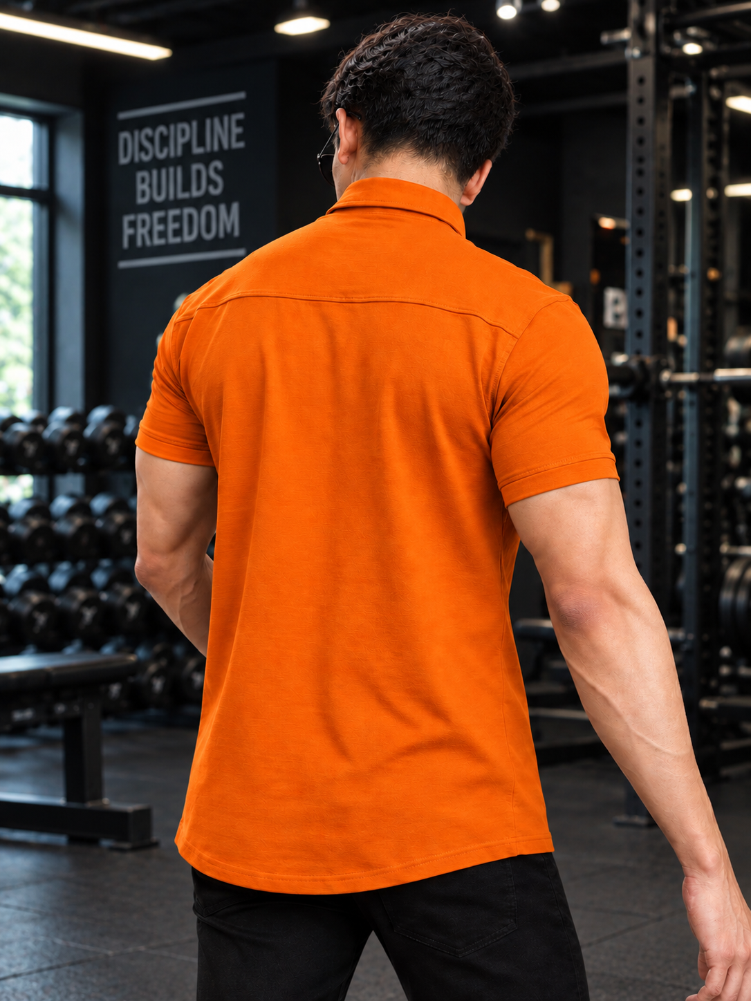 NOIR ORANGE HALF-SLEEVE SHIRT SLIM FIT