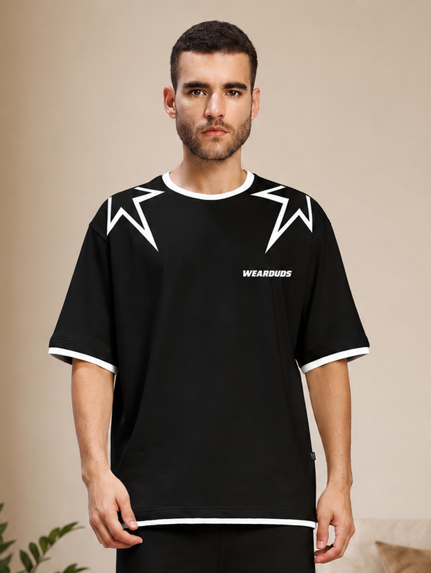 STAR PRINT FIT T-SHIRT BLACK