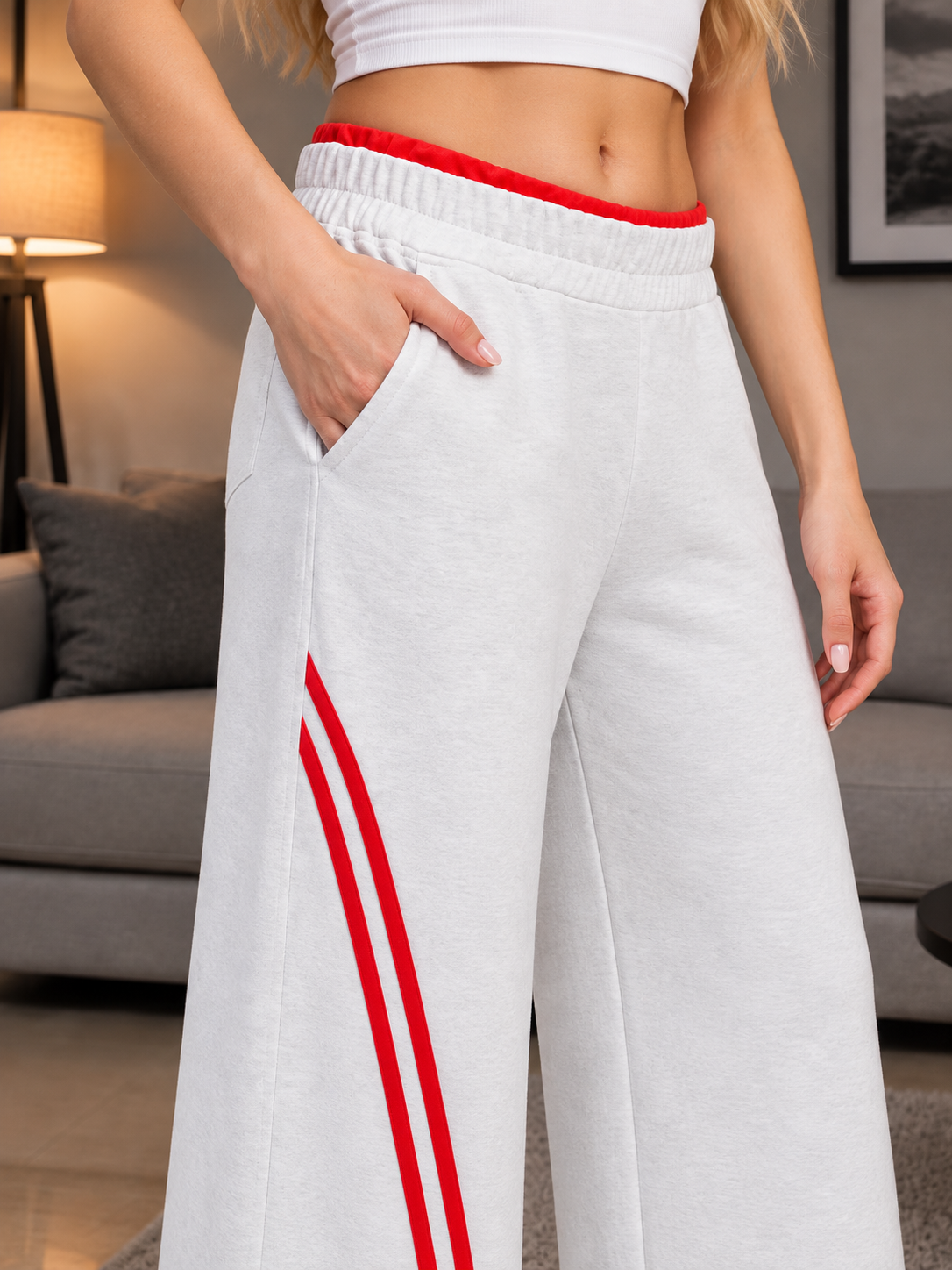 WOMEN SNOW STREETWEAR BAGGY JOGGERS MELANGE GREY