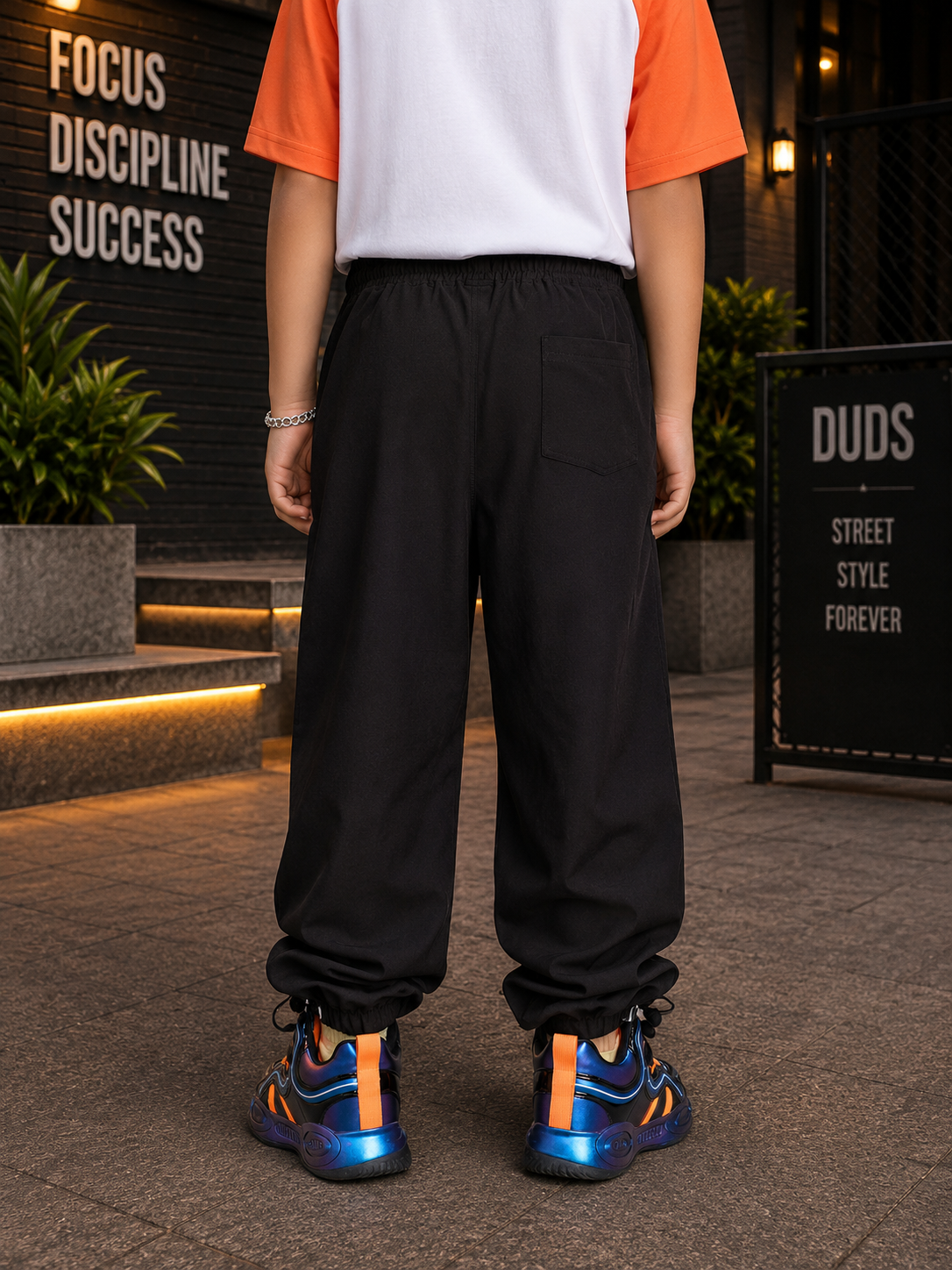 UNISON RELAXED-FIT JOGGER FOR BOYS GIRLS BLACK RED