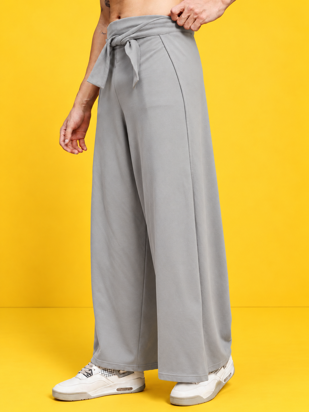 WIDE LEG FLOWY LOUNGE JOGGERS GREY