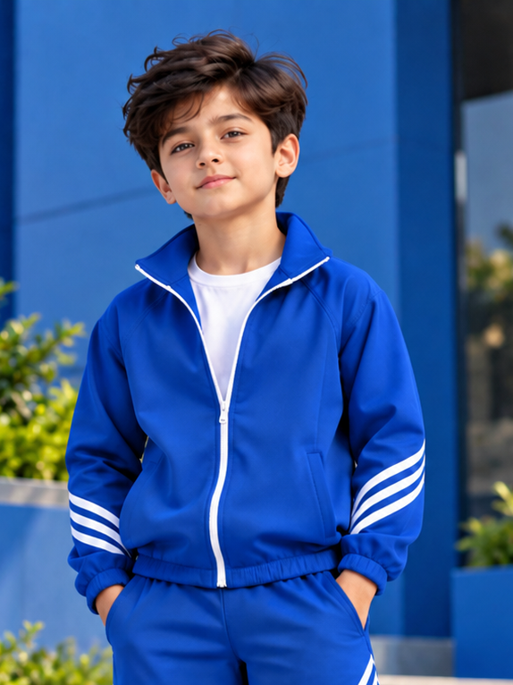 STREETWEAR THREE STRIPE JACKET FOR BOYS GIRLS BLUE