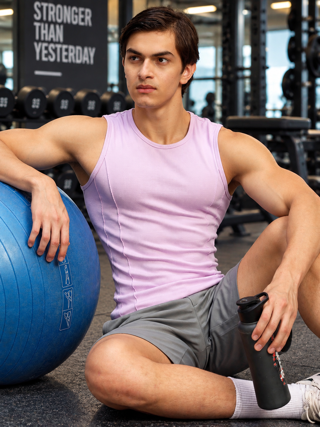 SLEEVELESS TANK GYM T-SHIRT PINK
