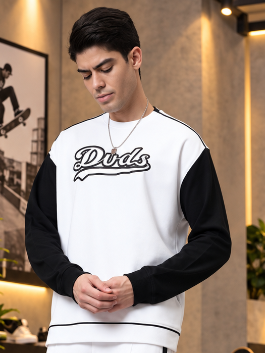 HUNK OVER-SIZED SWEATSHIRT T-SHIRT WHITE BLACK