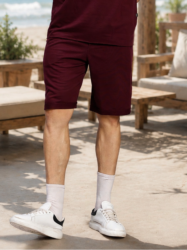 DRIVE MONOCHROME RELAXED FIT SHORTS MAROON