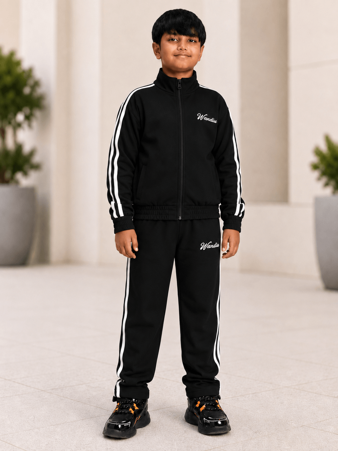 SPORTY STRIPE JOGGER FOR BOYS AND GIRLS BLACK